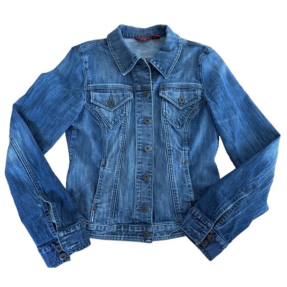 Guess Jackets & Blazers - Guess Jean Jacket Women's XL Denim Trucker Cropped Retro Stretch Made in Mexico